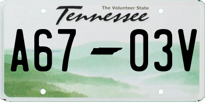 TN license plate A6703V