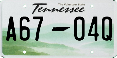 TN license plate A6704Q