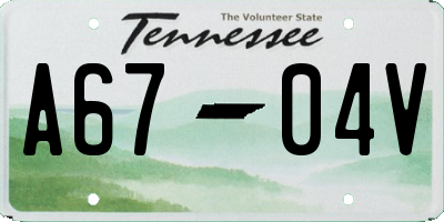 TN license plate A6704V