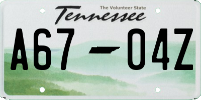 TN license plate A6704Z