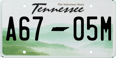 TN license plate A6705M