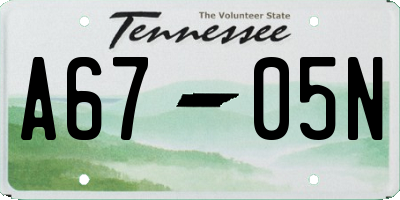 TN license plate A6705N