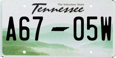 TN license plate A6705W