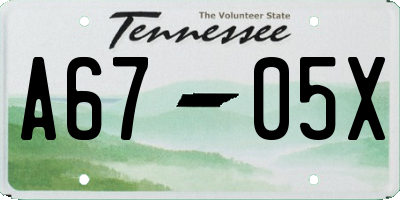 TN license plate A6705X