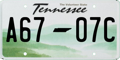 TN license plate A6707C