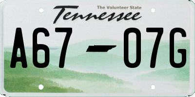 TN license plate A6707G