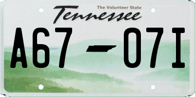 TN license plate A6707I