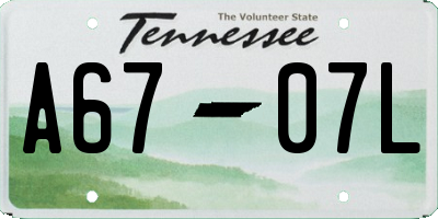 TN license plate A6707L