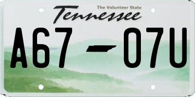 TN license plate A6707U