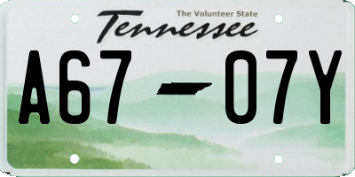 TN license plate A6707Y