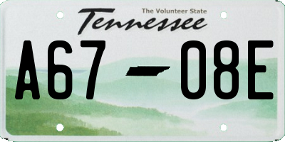 TN license plate A6708E