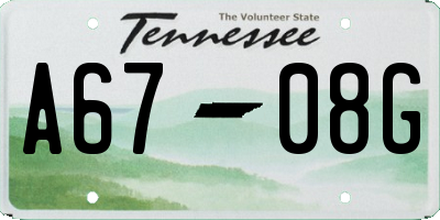 TN license plate A6708G