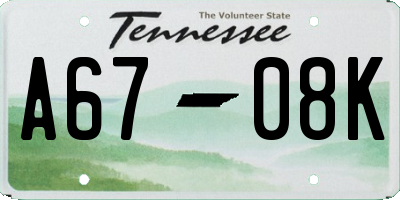 TN license plate A6708K