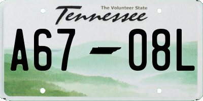 TN license plate A6708L