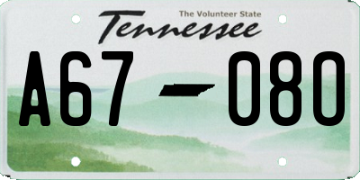 TN license plate A6708O