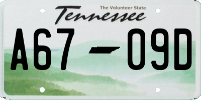 TN license plate A6709D