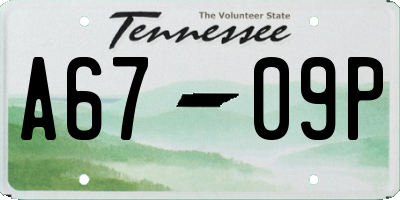 TN license plate A6709P