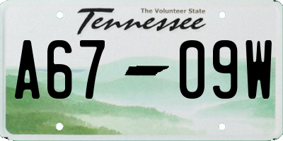 TN license plate A6709W