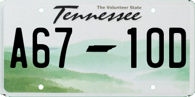 TN license plate A6710D