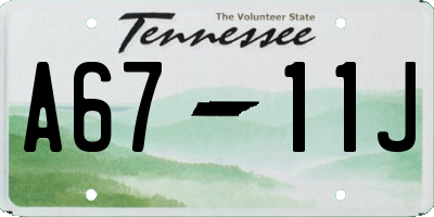 TN license plate A6711J