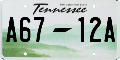TN license plate A6712A