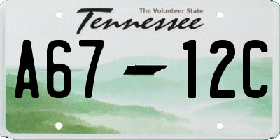 TN license plate A6712C