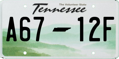 TN license plate A6712F