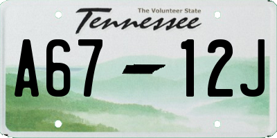 TN license plate A6712J