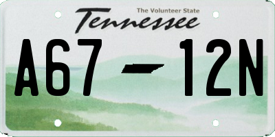 TN license plate A6712N