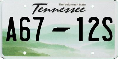 TN license plate A6712S