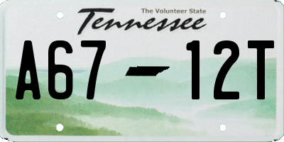 TN license plate A6712T
