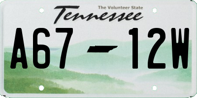 TN license plate A6712W