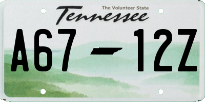 TN license plate A6712Z