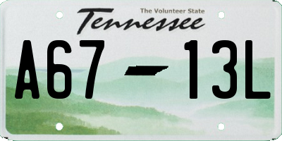TN license plate A6713L