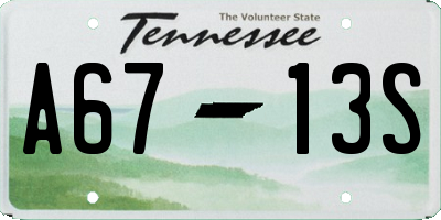 TN license plate A6713S