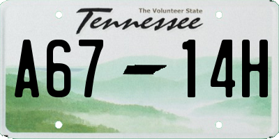 TN license plate A6714H