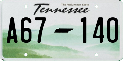 TN license plate A6714O