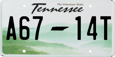 TN license plate A6714T