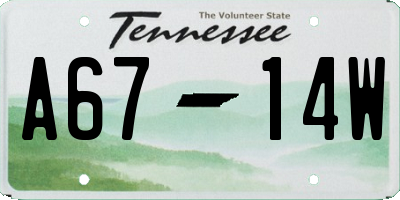 TN license plate A6714W
