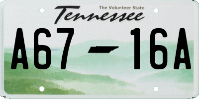 TN license plate A6716A
