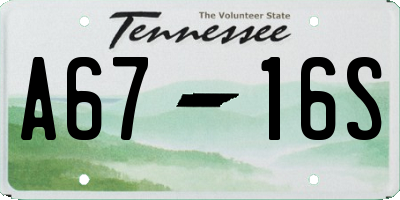 TN license plate A6716S