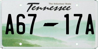 TN license plate A6717A