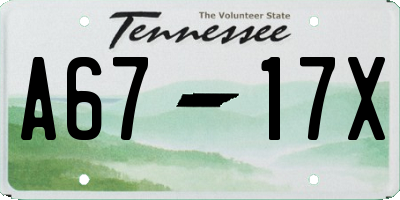 TN license plate A6717X