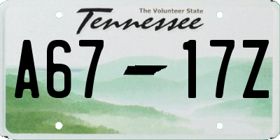 TN license plate A6717Z