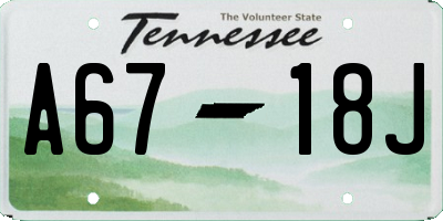 TN license plate A6718J