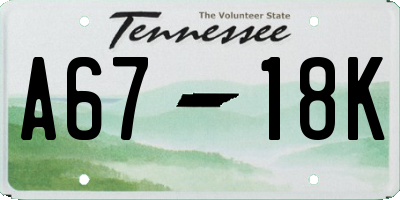 TN license plate A6718K