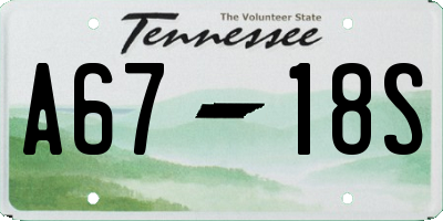 TN license plate A6718S