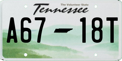 TN license plate A6718T