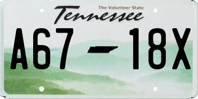 TN license plate A6718X
