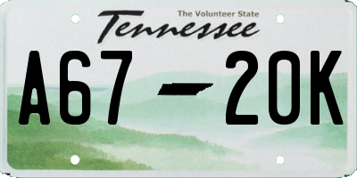 TN license plate A6720K